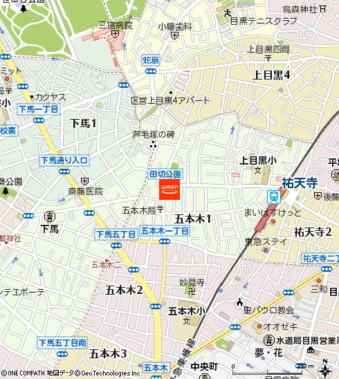 まいばすけっと祐天寺駅西店付近の地図